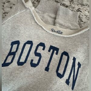 Brandy Melville Gray Crewneck Sweater with Navy Boston Print